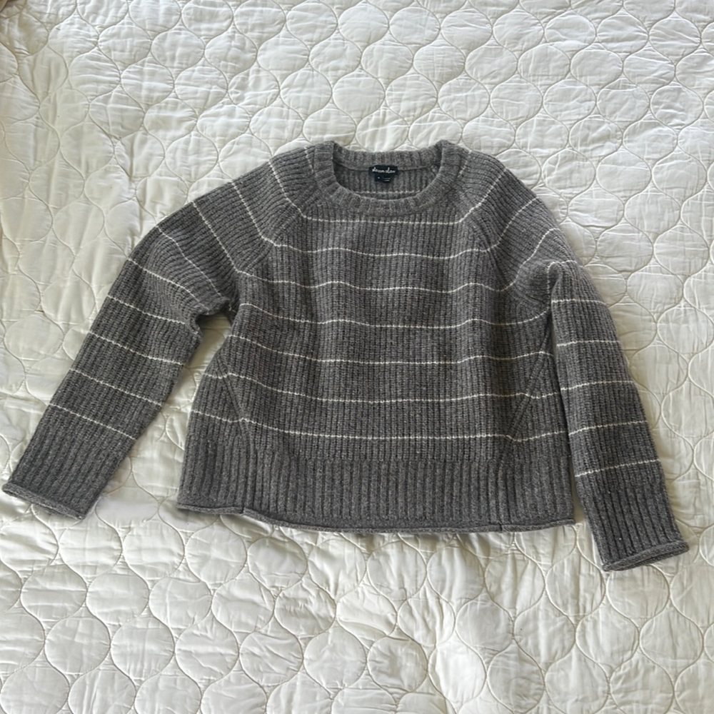 Steven Alan: Wool + cashmere sweater in walnut + cream stripe